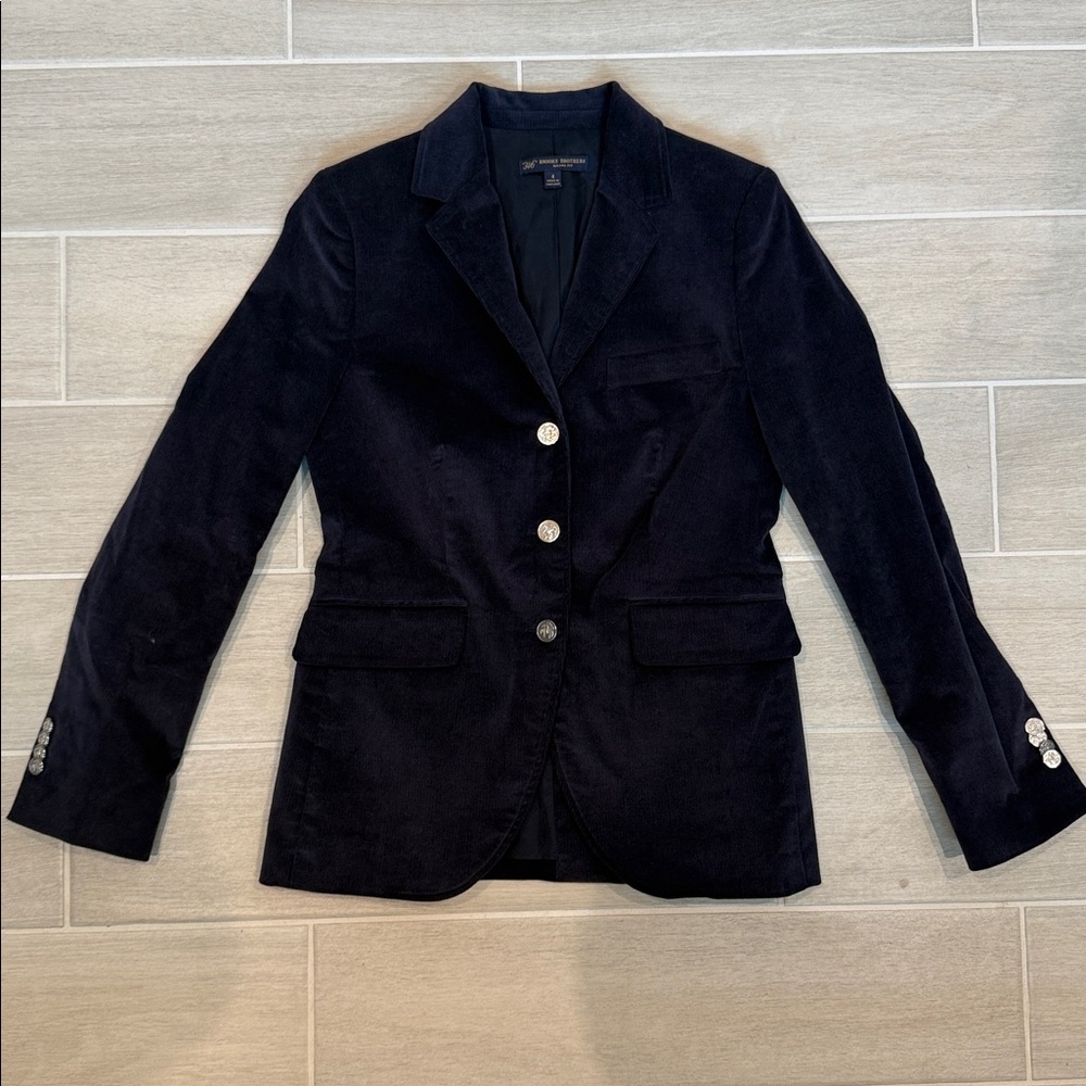 346 Brook Brothers blue corduroy long blazer 4l Milano Fit
